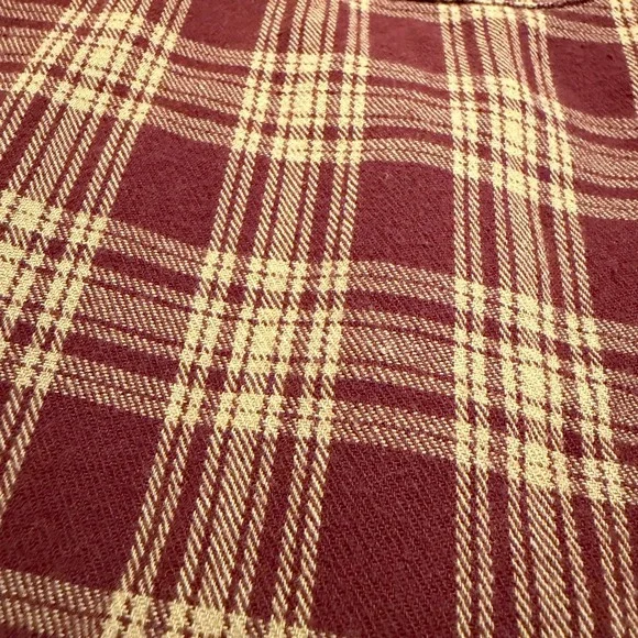 Duluth Trading Co Mens 2XLT Tall Plaid Flannel Long Sleeve Shirt Burgundy Tan - Picture 3 of 6
